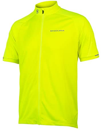 Endura Xtract Shortsleeve Cycling Jersey II | Quick-Dry | Reflective Logos | Silicone Grip Jersey, Bright Yellow, L