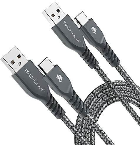 TECHGEAR USB C Kabel [2 Meter 2 Stück] Typ C Ladekabel und Synchronisation für Samsung Tab A8 10,5 Tab S7 S8 /Plus/Ultra, Tab Active Pro, Tab S6 Lite/S7 FE, Lenovo M10 HD, TECLAST M40 Pro, MatePad T10