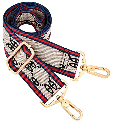 Geldbörsenriemen Crossbody, Taschengurt Ersatz Metall Drehhaken Schultergurt Gitarrengurt für Crossbody Tasche Gepäck, Weisheitsstreifen, Large, Seil