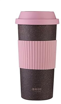 NS 400mls Biocup Reusable Travel Drinking Coffee Mug Recycled Coffee Grounds eco-Friendly Leakproof lids Double Wall Insulation hot & Cold Drinks Portable Silicon Sleeve BPA Free