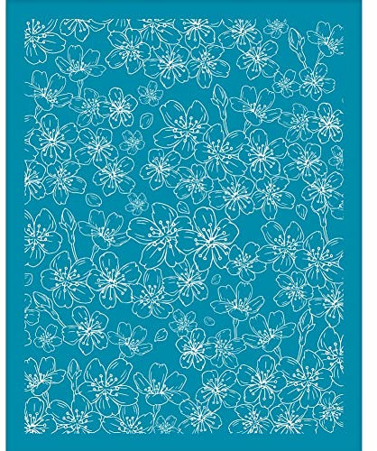 OLYCRAFT 10x12.7cm Kirschblüten Tonschablonen Sakula Siebdruck Für Polymer Ton Blumen Siebdruckschablonen Mesh Transfer Schablonen Mesh Schablone Für Polymer Ton Schmuckherstellung