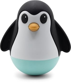 Jellystone Designs Weiche Minze wackelnde Pinguin Roly-Poly High Kontrast Baby Spielzeug, Mint, Sanft