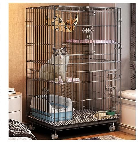 2nd / 3rd / 4th Floor Catios for Cats Outdoor Patio, 2 Inclined Ladder Placement Racks, Catio Outdoor Pet Enclosure,catio Outdoor Cat Enclosure Large for Multiple Cats (24×17×38in,Black)
