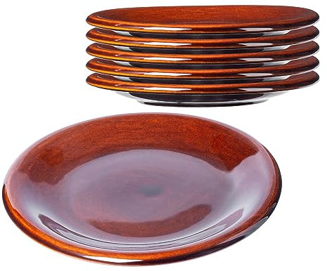 KADAX Lot de 6 assiettes plates, en argile avec couche en céramique, passent au lave-vaisselle, assiettes plates, assiettes de service pour petit-déjeuner, gâteaux, desserts (petit, 6 pièces)