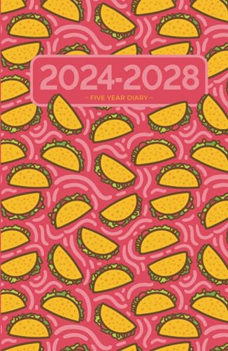 5 Year Diary 2024-2028 | A5 Everyday Tacos (hardcover): Month to View Planner with UK Holidays, Vision Board, Moon Phases, Birthdays & Celebrations, Contacts, Passwords (Five Years)