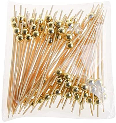 Brochettes Cocktail,Bâtonnets Cocktail,Bois Brochettes Cocktail Dents Brochettes en Bois pour Pique Aperitif,Fingerfood,Snacks, Déco Cocktail-100/200 Pièces