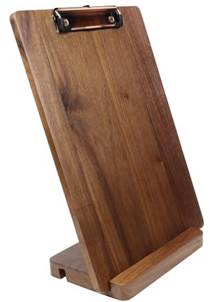 Porte-bloc en noyer noir avec base, peut tenir debout debout en bois massif, planche à pinces en bois dur avec support (A4)