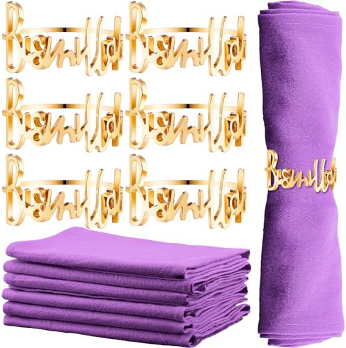 Sunnychicc Serviettenringe und Baumwollservietten, Bismillah-Buchstaben, Metall-Serviettenschnallen, Ramadan, Abendessen, Stoffservietten, muslimische Tischdekoration für Eid-Ramadan-Party, islamische