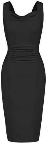 Belle Poque Robe moulante élégante avec nœud papillon et col bénitier - Pour femme, Noir , L