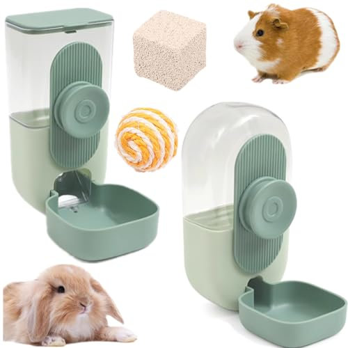 Distributeur Automatique de Nourriture à Suspendrepour, Distributeur Eau Petits Animaux de Compagnie Lapin,Totoro,Cobaye, Furet, Hérisson,1 molaires+1 Boule de sisal-Vert