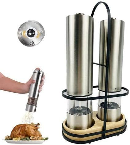 OKA gute Qualität Elektrisches Salz- und Pfeffer-Mühlen-Set mit LED-Beleuchtung, elektrische pfeffermühle