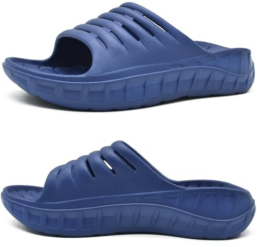 KuaiLu Sandalias de Recuperación Hombre Comodas Ortopedicas Fascitis Plantar Chanclas Caballero Soportes de Arco Ligera Abierta Deportivas Chancletas Verano Playa Piscina Goma Azul EU43