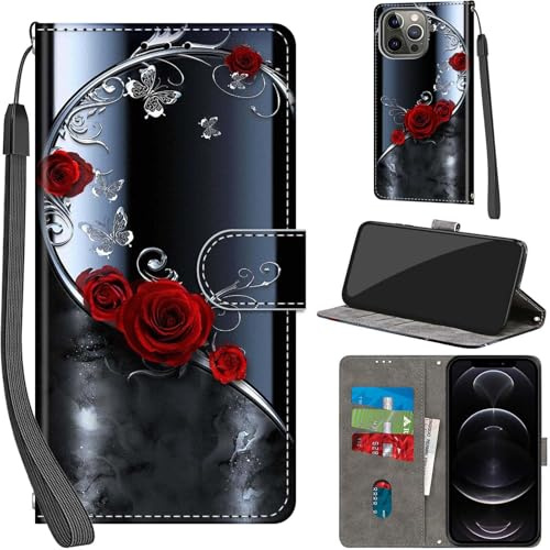 Haninsuze Case for iPhone 13 Pro Max 6.7-Inch, Sliver Butterfly | PU Leather, 3 Card Holder, Wallet Book Flip, Folio Stand View, Magnetic, Multi-Pattern Cover, Lanyard Strap