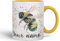 Vixar Personalised Mug with Your Text Name Bees bee Honeycomb Animals Watercolour Art Coloured Ceramic Mug Cup Gift 330ml 11oz Custom Work Office Tea Coffee (G Yellow)