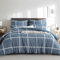 RUIKASI Bettwäsche 220x240 3 teilig Denimblau - Bettbezug 220 x 240 Set mit Karo Muster, Bettwäsche-Sets 220x240cm aus Mikrofaser mit Reißverschluss Weich und Bügelfrei