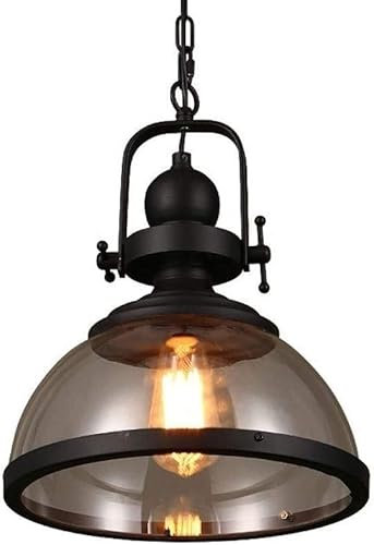 UIOPPOI Lustre en Verre Industriel, Suspension en métal Noir Edison, plafonnier Vintage pour Cuisine, îlot, Chambre à Coucher, Salle à Manger, Hall d'entrée, Salon, Suspension E27