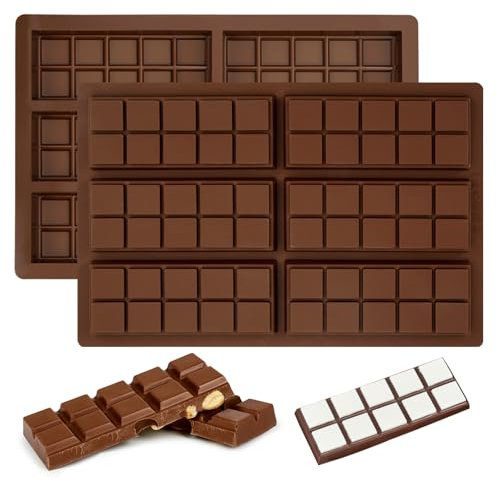 2 Pièces Moules À Tablette de Chocolat, 26*17 cm Moule Silicone Tablette de Chocolat, Réutilisable Moule Chocolat Tablette, Antiadhésifs Moules À Chocolat, Moule Tablette de Chocolat Profond sans BPA