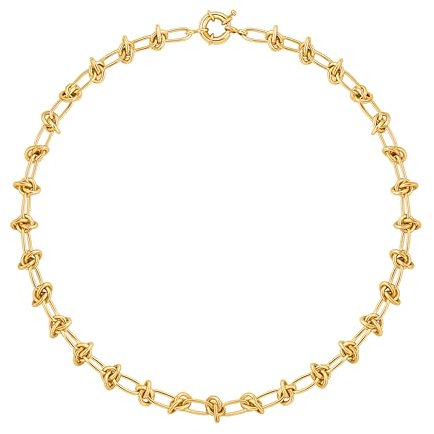 Aobei Pearl Gold Dainty Choker Necklace 18K Gold Plated Love Knot Link Chain Thick Necklace for Women