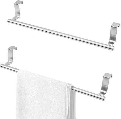 Modixun 2 Pack Over Cabinet Towel Rack, 36 cm Kitchen Towel Holder Over Cabinet Cupboard Door Towel Bar, Stainless Steel Hand Towel and Dish Towel Hanger for Kitchen Bathroom