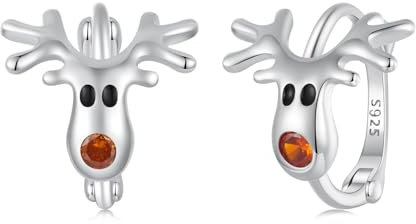 Qings Rentier Ohrringe für Frauen 925 Sterling Silber Klein Niedlich Weihnachten Elch Hoop Ohrringe Urlaub Weihnachten Neujahr Schmuck Accessoire