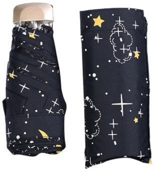 COLLBATH Parapluie Noir Pliant Léger à Cinq Volets Parasol Anti-uv Vinyle Pliable Extra-petit