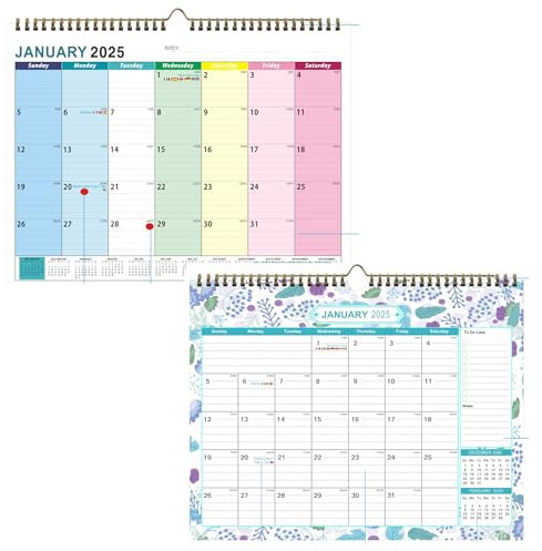 LilaLemon 2 Stück Kalender 2025 UK Familienplaner, A4 Kalender 2025 Monatsansicht 18 Monate Familienkalender 2025 von Nov. 2024 bis April 2026 für Kalender & persönliche Organisatoren Küche