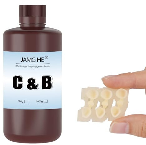 FDA Certification Temporary Dental Model A2 Resin, JAMG HE 405nm 3D Printer Temporary Dental Resin for DLP LCD High Precision High Hardness Fast Cure Teeth Appearance Color A2 500g