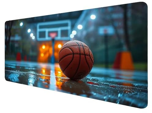 Mauspad XXL Basketball Mousepad 700x300x3mm Gaming Mauspad Nacht Schreibtischunterlag, Mauspad Groß Wasserdicht Mouse Pad rutschfeste Gummibasis Mauspad Gaming Home-Office Geschenke für Frauen D-185