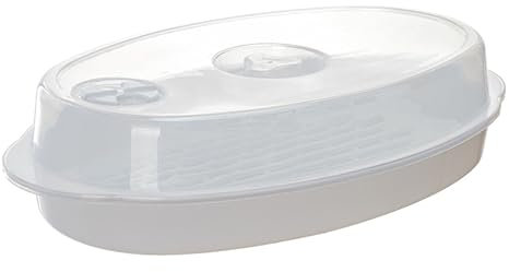 BEBEMOKO 1pieza Plato De Vapor Para Microondas Con Tapa Vaporera De Cocina Para Cocción Saludable y Rápida De Alimentos Para Pescado y Verduras