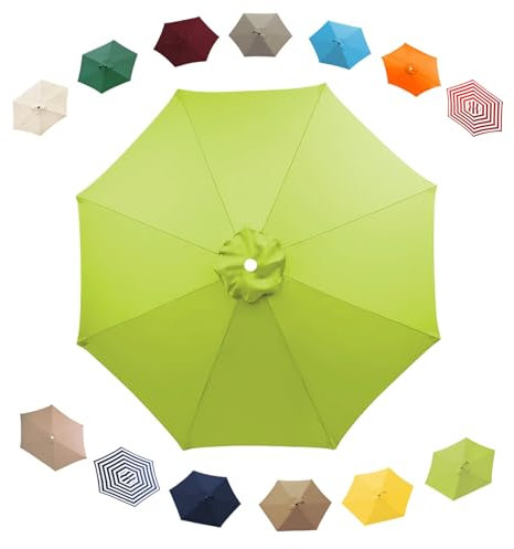 PYCJNFC Parasol replacement canopy Outdoor Patio Umbrella Fabric Canopy Cover, 6/8 Ribs Parasol Replacement Canopy, Sun Umbrella Replacement Cloth For Patio Market Table Umbrella(Grass green,8 RIBS/