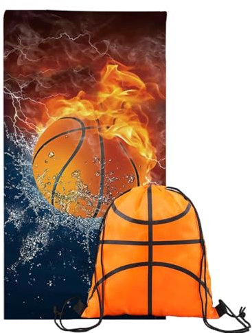 GVMJHYK Basketball Strandtuch Badetuch 2pcs Personalisiertes Basketball Handtuch, Basket-Handtücher Sport Badetuch Mikrofaser Strandtücher für Schwimmen, Surfen, Bad, Pool with Tasche gebunden