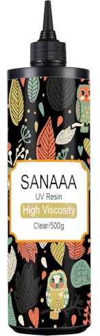 SANAAA UV Harz 500g Hohe Viskosität,Transparentes UV Resin Hohe Hart,Kristallklar UV-Solarhärtendes Harz für Schmuckherstellung von Ohrringen,Basteldekor und Reparatur Verklebung