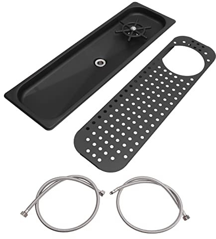 ZenithAur Glass Cleaning Rinser, 304 Stainless Steel Pitcher Rinser High Pressure Cup Washer with Drain and Drip Tray for Bar Coffee Shop Home Kitchen (Black B)