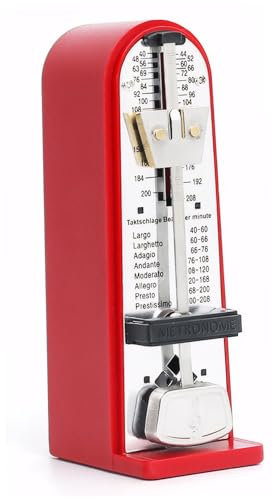 Mechanisches Metronom genau einstellbares Metall -Metronom mit klarer Skala lauter Sound rote Farbe für Gitarre, Klavier, Geige und mechanischer