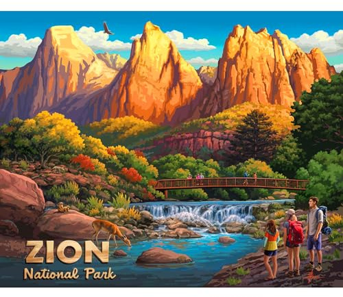 Boardwalk Puzzles Zion National Park - 1000 Piece Jigsaw Puzzle for Adults, Made in USA