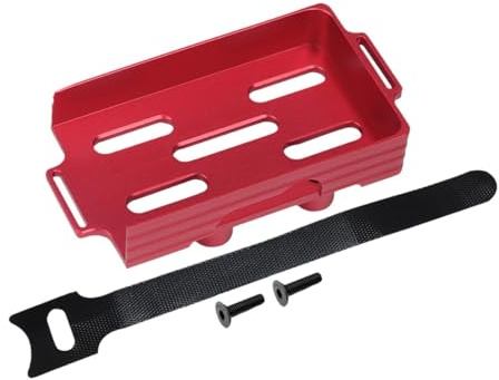 TTETTZ Battery Holder Metal Battery Tray Mounting Plate with Fastening Strap RC Crawler Car Accessory Aluminum Alloy for Model Car Upgrade Spare Part, Red