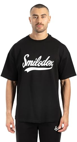 SMILODOX Herren T-Shirt Lorik - Locker geschnittenes Oversize Shirt mit Retro Frontprint, bequemem Rundhalsausschnitt und weichem Material für einen modernen Streetwear Look
