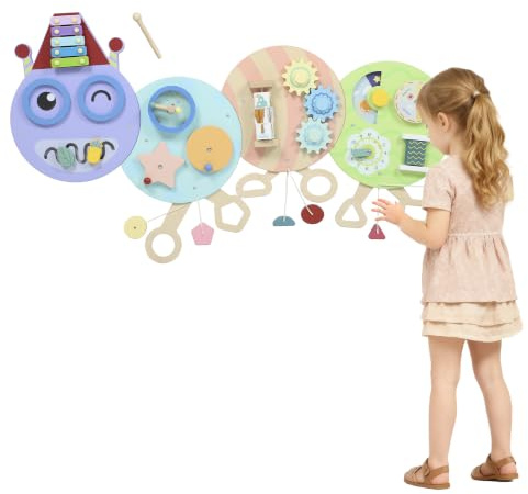 AIYAPLAY Wandmontiertes Montessori Busy Board Sensorisches Spielzeug ab 3 | ctivity Board Aktivitätswand Lernaktivitätszentrum Beschäftigungsbrett Wandspielzeug Geschenk für Jungen Mädchen