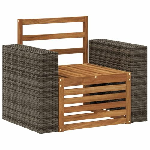 vidaXL Outdoor Mittelsofa Natur, Moderne Outdoor-Couch, modulare Möbel, wetterfestes Gartenlounge, Bequeme Terrassen-Sitzgruppe