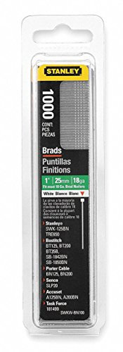 Stanley SWKWBN100 1 Inch White Brad Nails, 1000 Nails (1 Unit)