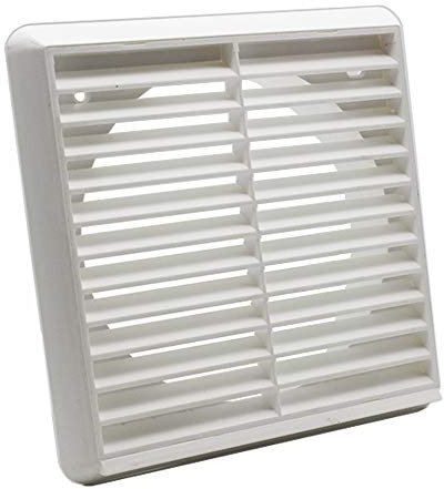 Kair White Louvred Grille 183mm External Dimension Wall Ducting Air Vent with Round 150mm - 6 inch Rear Spigot