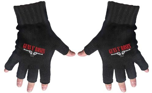 Guns N Roses Gloves classic Band Logo and Pistols Official Fingerless Black One Size