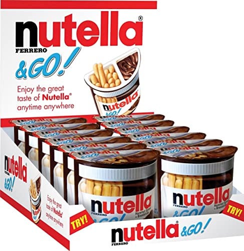 Nutella & Go - Snack Monoporzione con Croccanti Grissini e Nutella, Senza Conservanti e Grassi Idrogenati, Merenda ideale per le Pause Quotidiane, 12 Confezioni da 48 gr