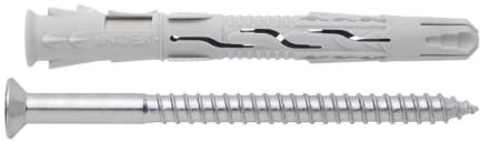 INDEX Fixing Systems T-NUX A - Pack de 50 tacos universales de alto rendimiento, cabeza avellanada (recubrimiento cincado, nailon, 10 x 120 mm, diámetro de 10 mm)