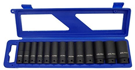 US PRO 13pc 1/2 Drive Deep Impact Socket Set Metric 13mm to 32mm 1397
