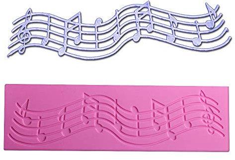 Beiersi Musik-Noten Spitzenbordüre Silikon Form Für Fondant Marzipan Tortendeko Ausstecher Seife Silikon Backen Formen Dekoration Werkzeug