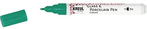 KREUL 16445 - Glass & Porcelain Pen Classic fine, französisch grün, formstabile Spitze, Strichstärke ca. 1 - 2 mm, deckende Glas- und Porzellanmalfarbe, Wasserbasis, brillante, lichtbeständige Farbe