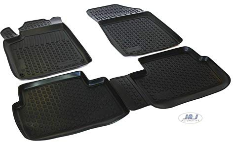 J&J AUTOMOTIVE | 3D Automatten Gummi Matten Gummifußmatten TPE Passend Für 206+ ab 2006, Schwarz, Anti-Rutsch, Allwetter, 4-Tlg, Hohes Rand