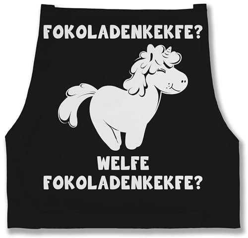 Shirtracer Schürze - Lustige - Erwachsene - Fokoladenkekfe Einhorn - 85x69 - Schwarz - kochschürze tier küchenschürze lustig geschenke backen kochschürzen schürzen spass kochschuerze frauen