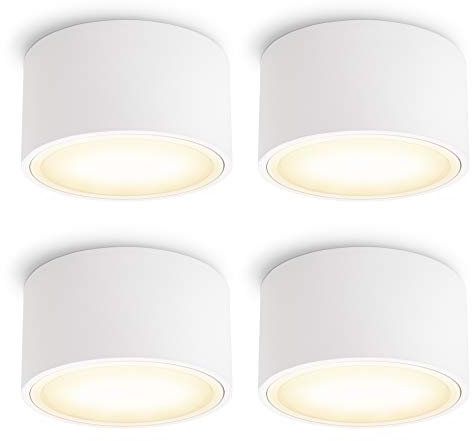 SSC-LUXon 4 Stück CELI-X Aufbauleuchte LED flach mit schöner Lichtfläche - LED GX53 warmweiß 3W 230V - Decken Aufbauspot weiß rund